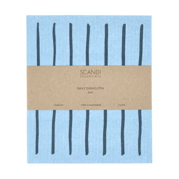 Daily Spültuch mit Muster - Blau, 3er-Pack - Scandi Essentials