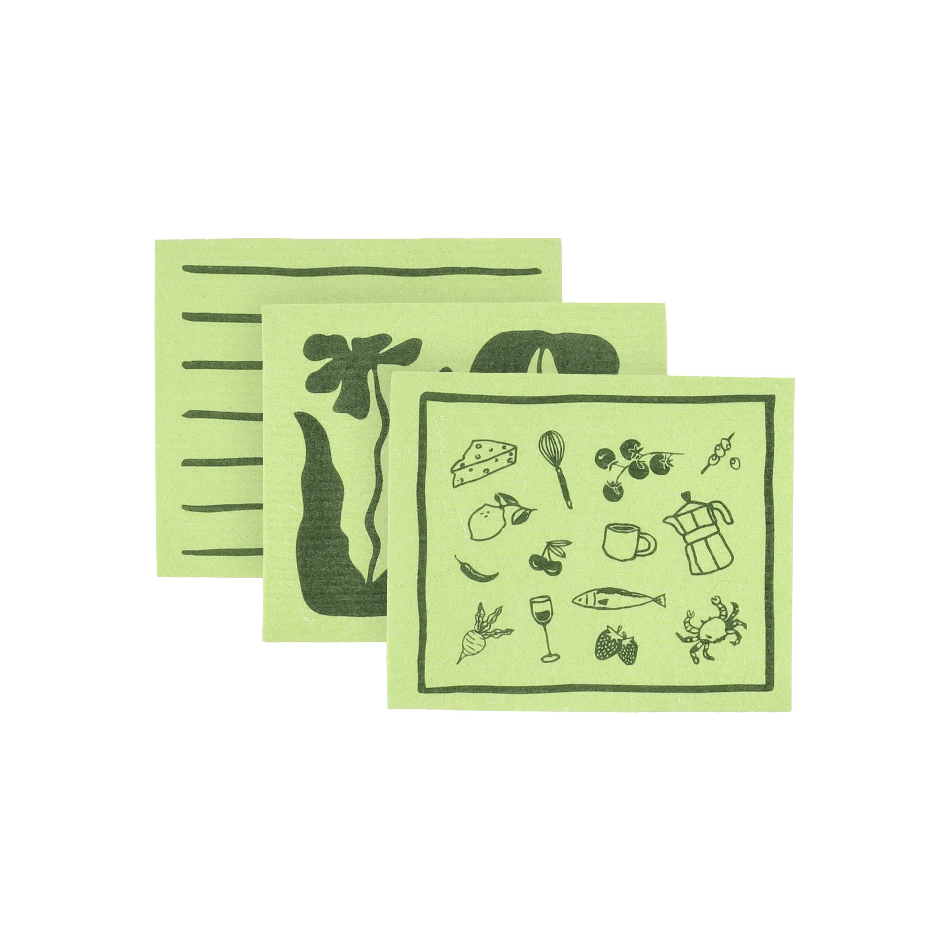 Daily Spültuch mit Muster, Grün, 3er-Pack Scandi Essentials