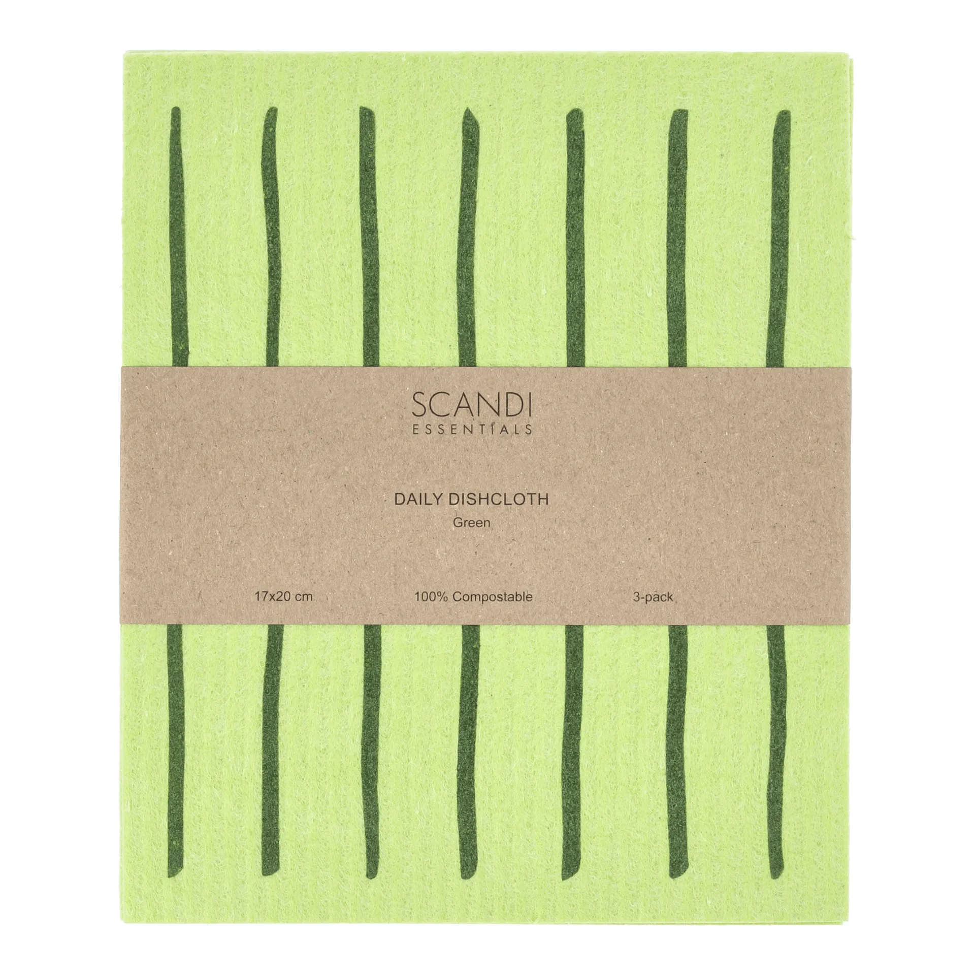 Daily Spültuch mit Muster, Grün, 3er-Pack Scandi Essentials