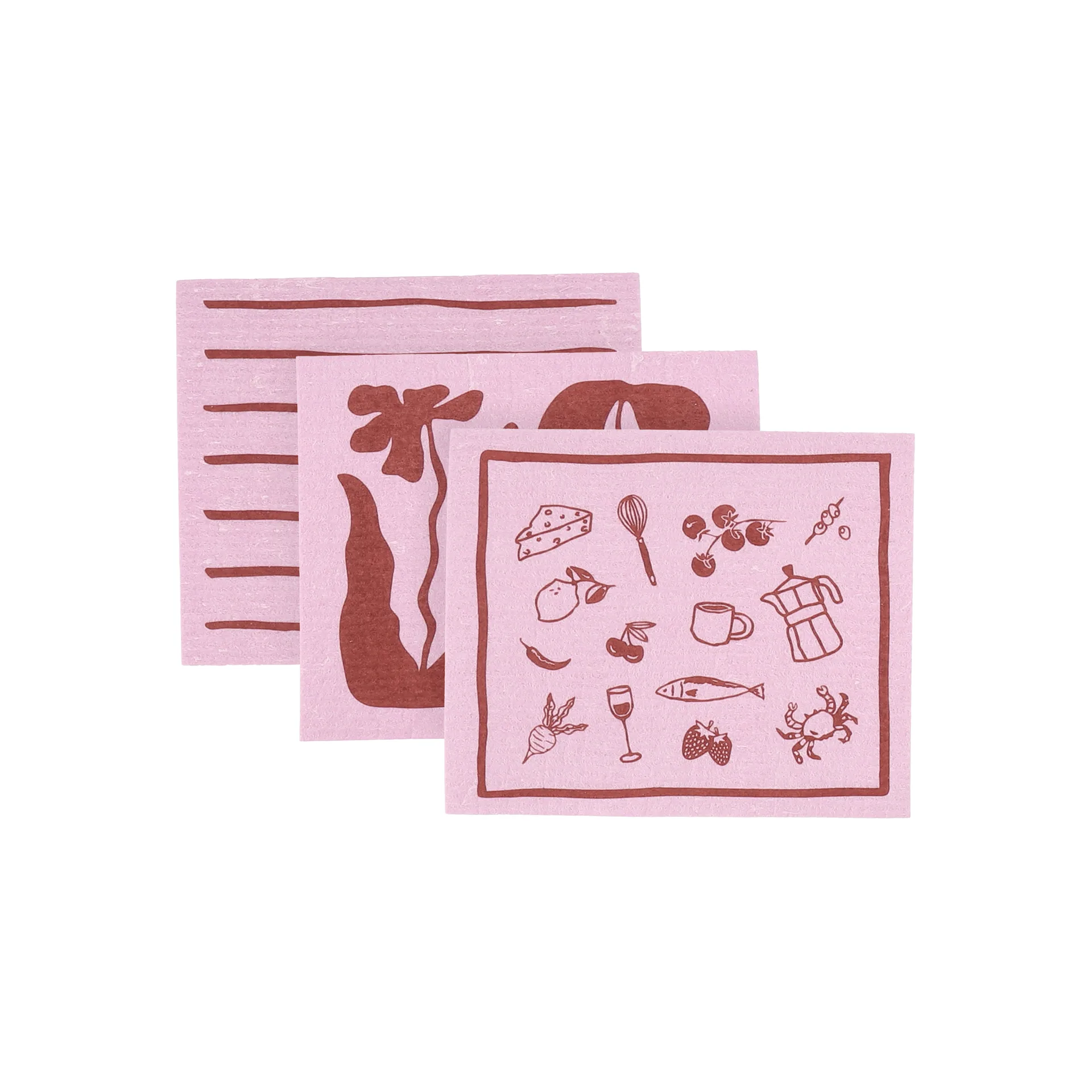 Daily Spültuch mit Muster, Rosa, 3er-Pack Scandi Essentials