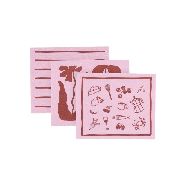 Daily Spültuch mit Muster - Rosa, 3er-Pack - Scandi Essentials