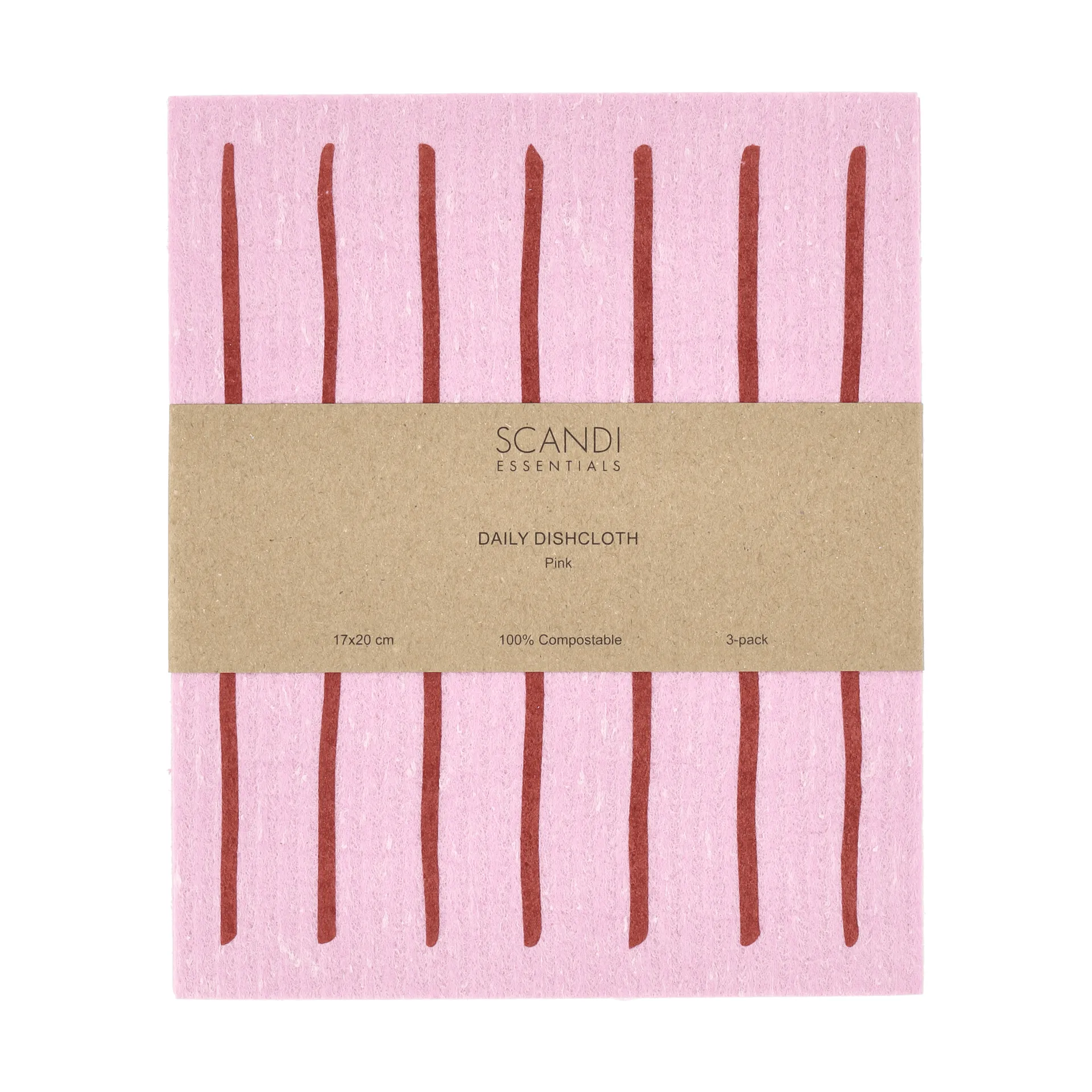 Daily Spültuch mit Muster, Rosa, 3er-Pack Scandi Essentials