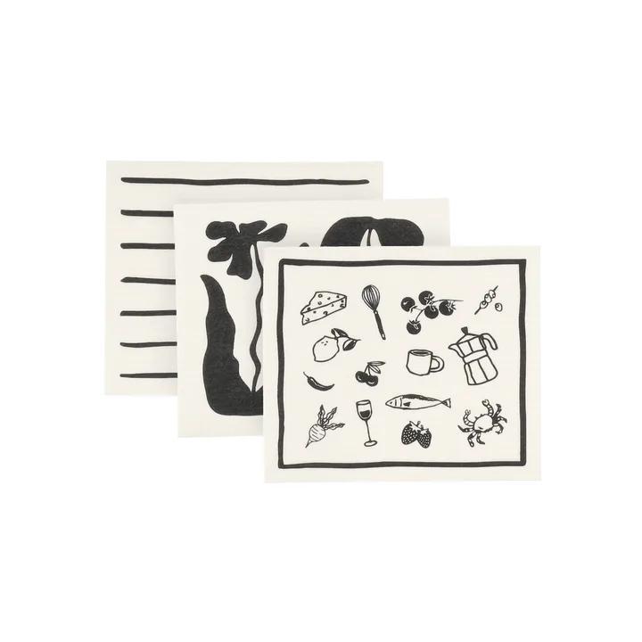 Daily Spültuch mit Muster - Weiß, 3er-Pack - Scandi Essentials