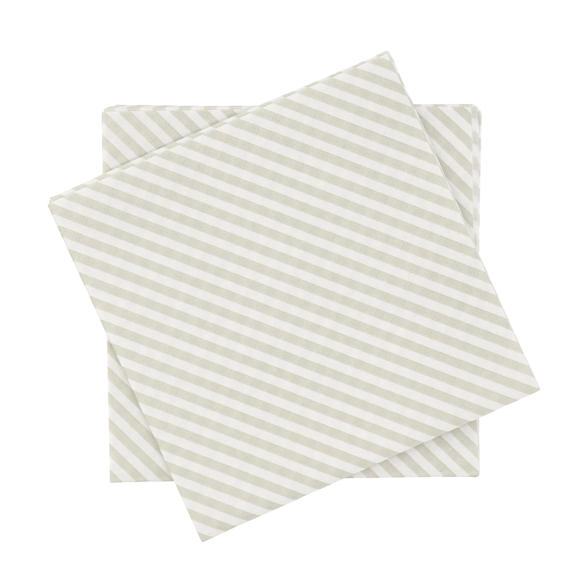 Fein gestreifte Papierserviette, Weiß-Beige, 20er-Pack, 33x33 cm Scandi Essentials