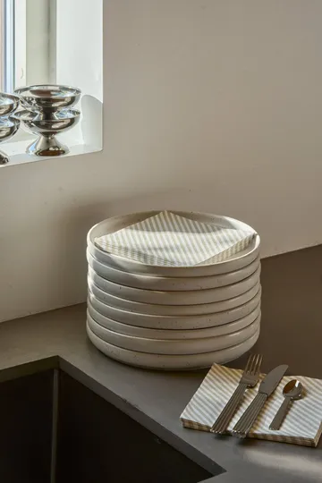 Fein gestreifte Papierserviette - Weiß-Beige, 20er-Pack, 33x33 cm - Scandi Essentials