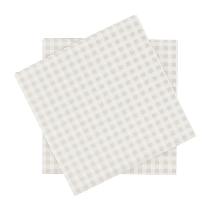 Fein kariertes Papierserviette - Weiß-Beige, 20er-Pack, 33x33 cm - Scandi Essentials