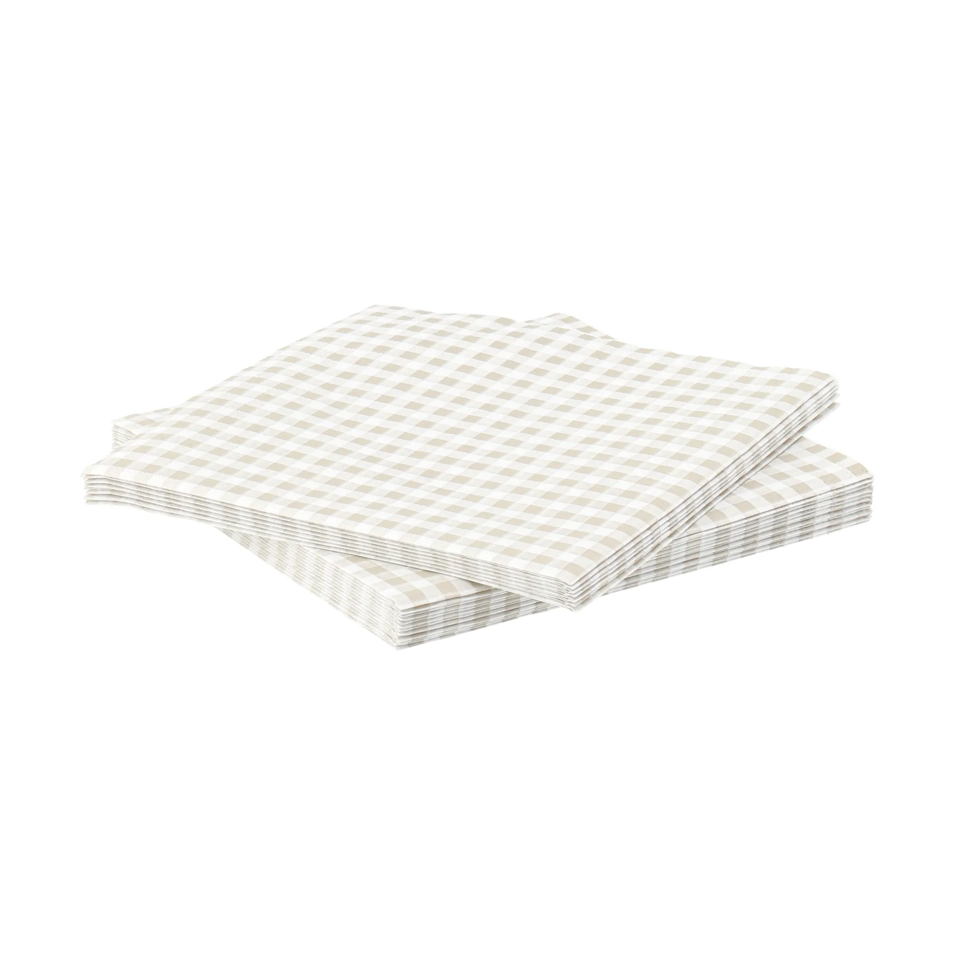 Fein kariertes Papierserviette, Weiß-Beige, 20er-Pack, 33x33 cm Scandi Essentials