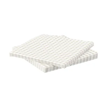Fein kariertes Papierserviette - Weiß-Beige, 20er-Pack, 33x33 cm - Scandi Essentials