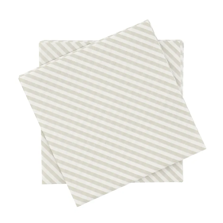 Fine stripe Papierserviette - Weiß-Beige, 20er-Pack, 33x33 cm - Scandi Essentials
