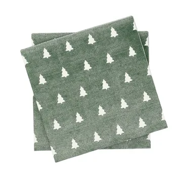 Linen Trees Serviette 33 x 33 cm 20er-Pack - Grün-Weiß - Scandi Essentials