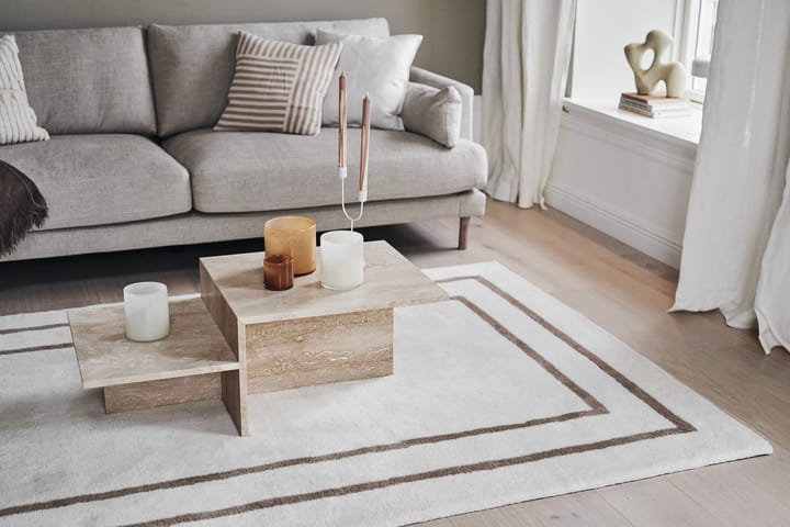 Borders Wollteppich, Weiß-beige 170x240 cm Scandi Living