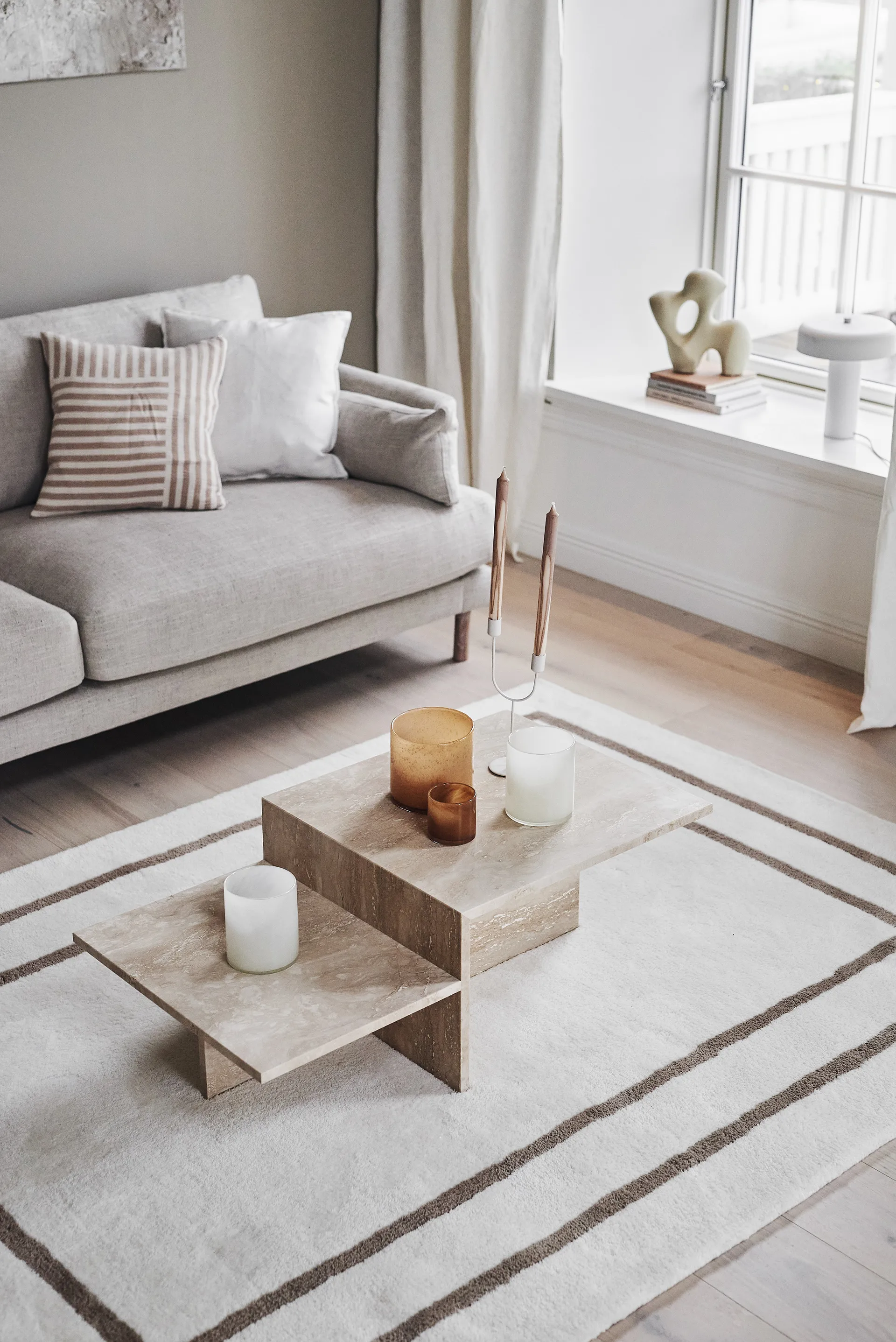 Borders Wollteppich, Weiß-beige 170x240 cm Scandi Living