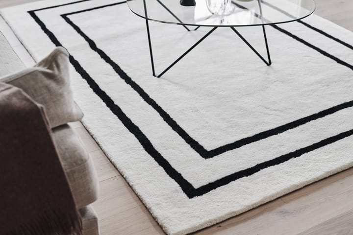 Borders Wollteppich, Weiß-schwarz 170x240 cm Scandi Living