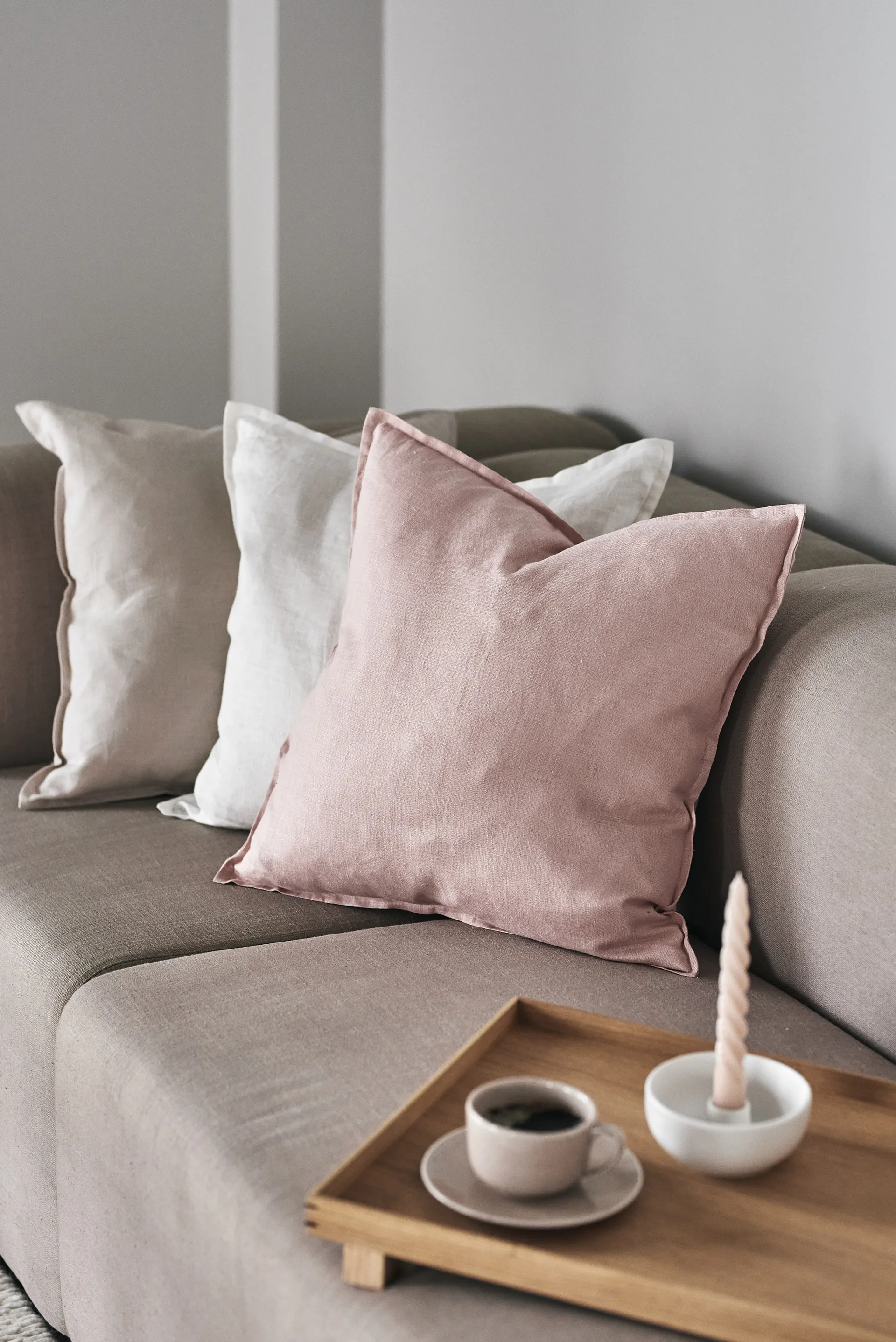 Calm Kissenbezug Leinen 50 x 50cm, Dusty Rose Scandi Living