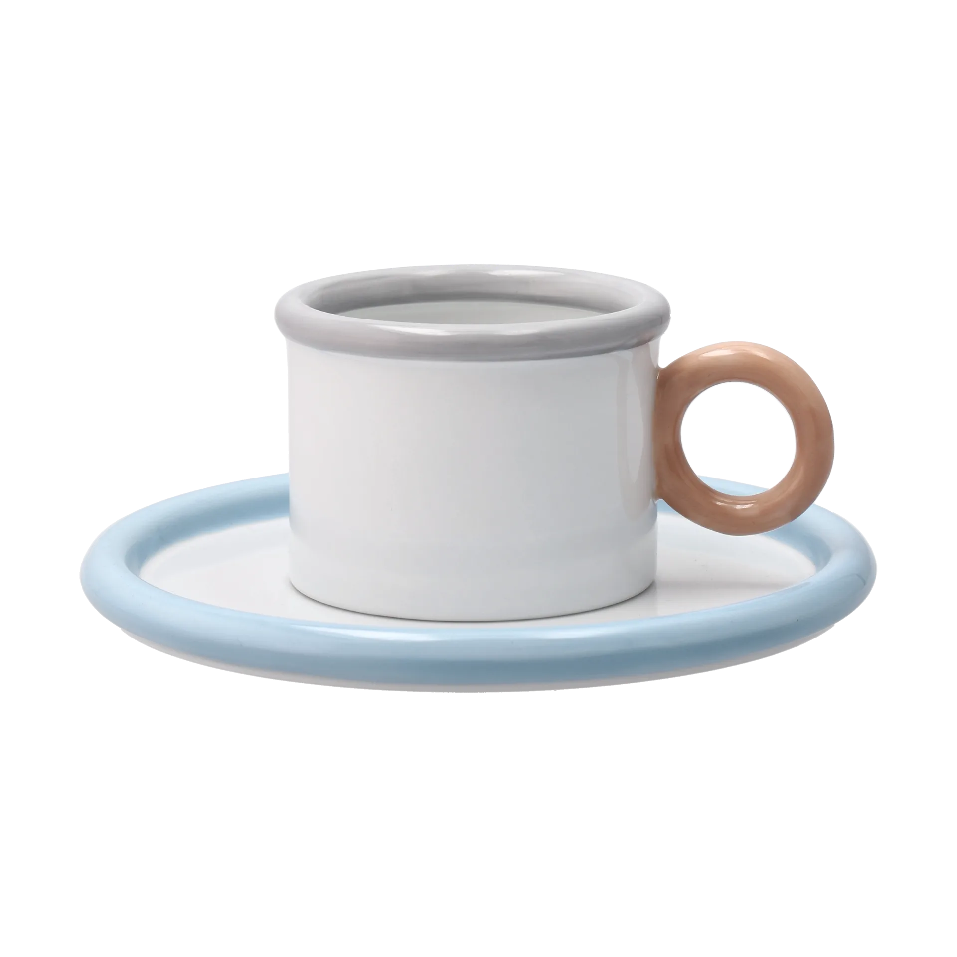 Chunky Tasse mit Untertasse, Blau-grau Scandi Living