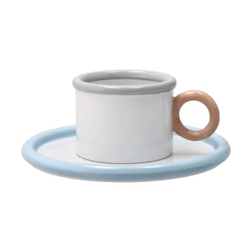 Chunky Tasse mit Untertasse - Blau-grau - Scandi Living