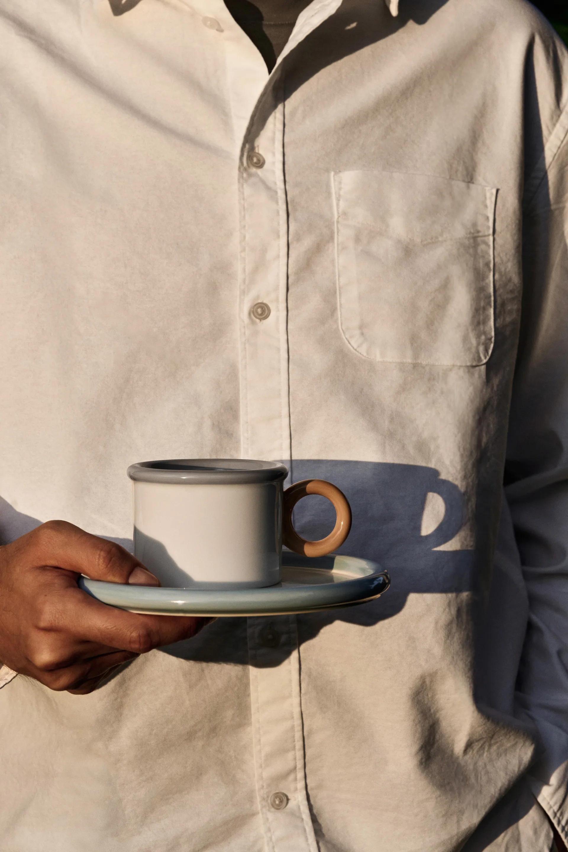 Chunky Tasse mit Untertasse, Blau-grau Scandi Living