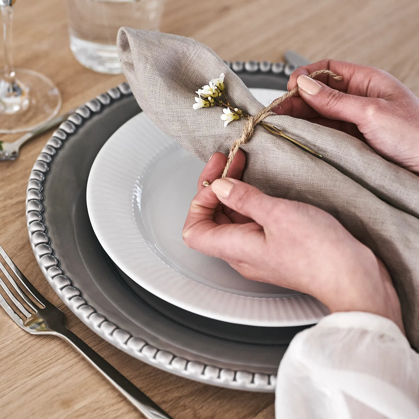 Clean Servietten 45 x 45cm 4er Pack, Sand Scandi Living