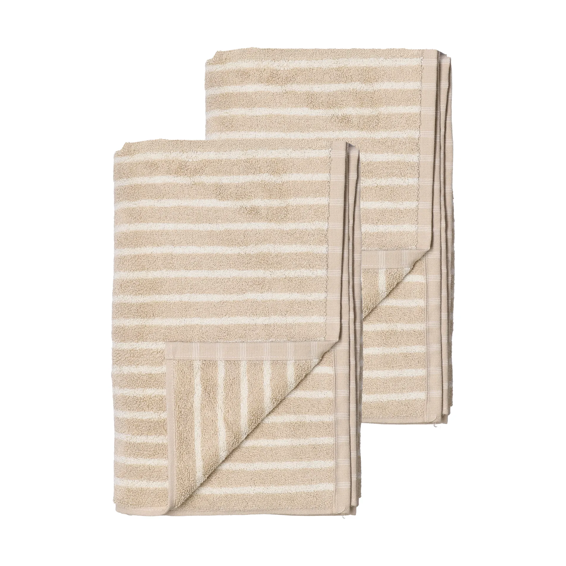 Drift Badetücher 100x150 cm 2-teilig - Beige-Weiß,  Scandi Living