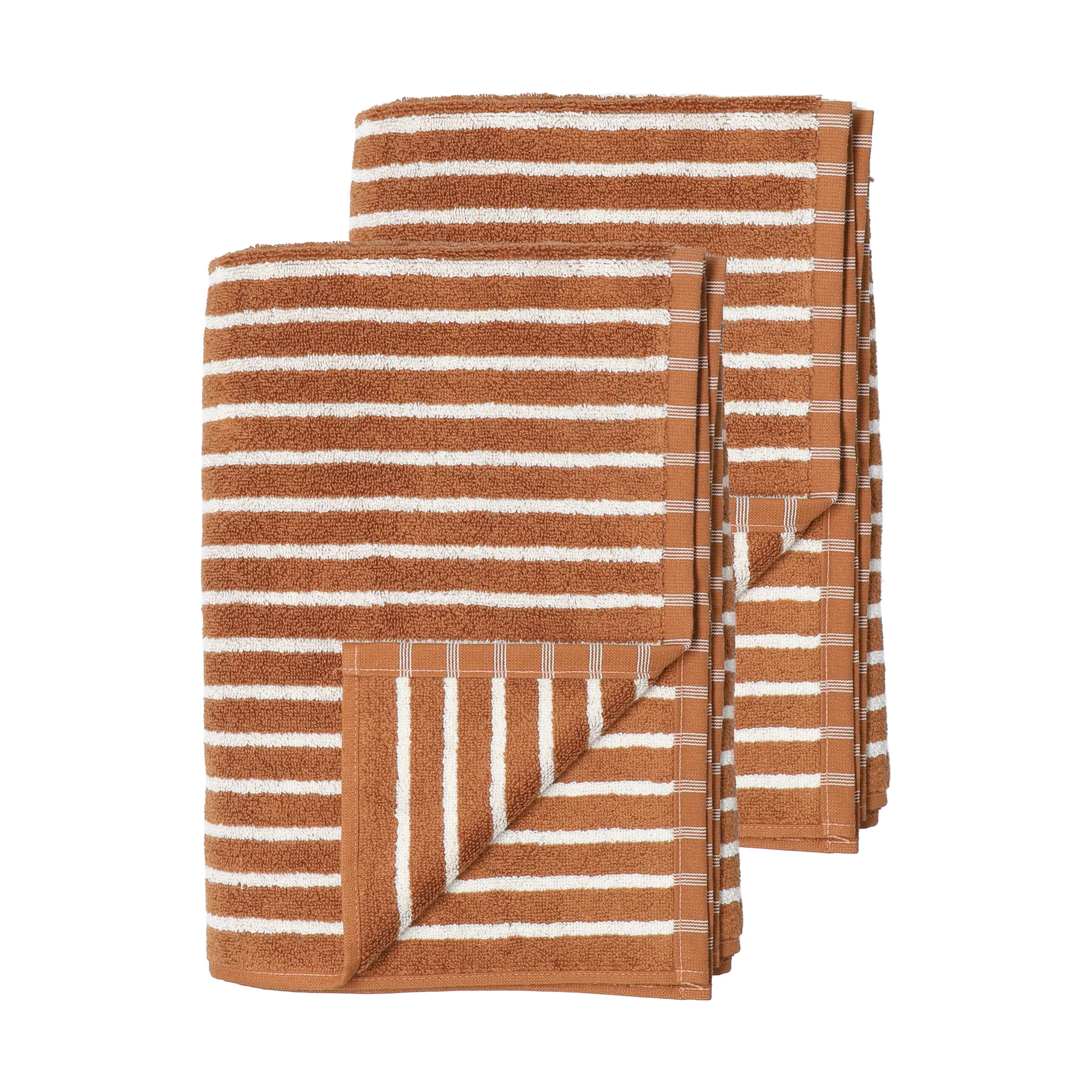 Drift Badetücher 100x150 cm 2-teilig - Braun-Weiß,  Scandi Living