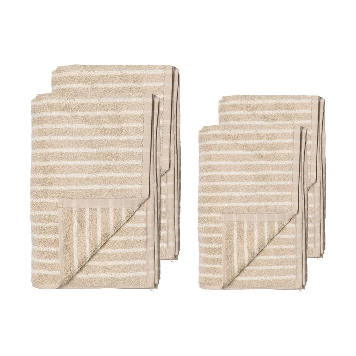 Drift Handtuch-Set 4 Teile - Beige-weiß - Scandi Living