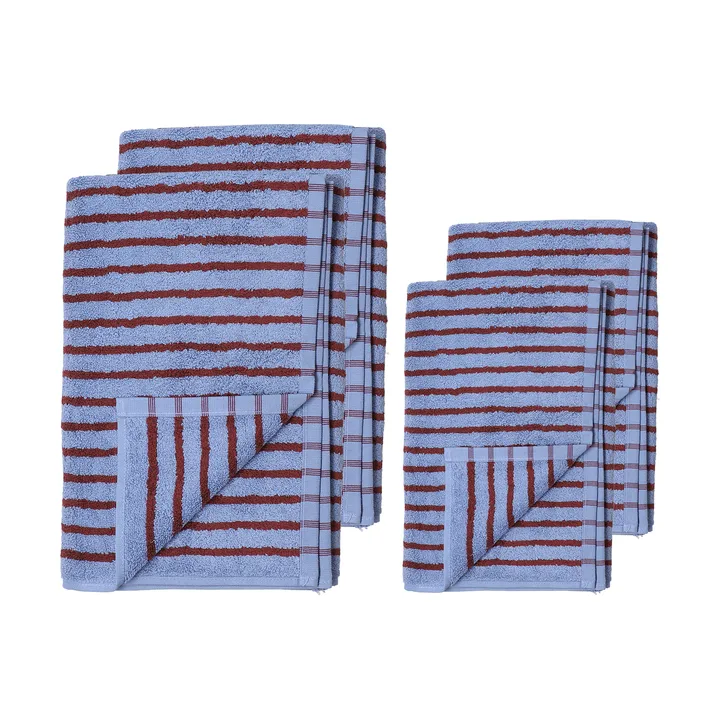 Drift Handtuch-Set 4 Teile - Blau-rot - Scandi Living