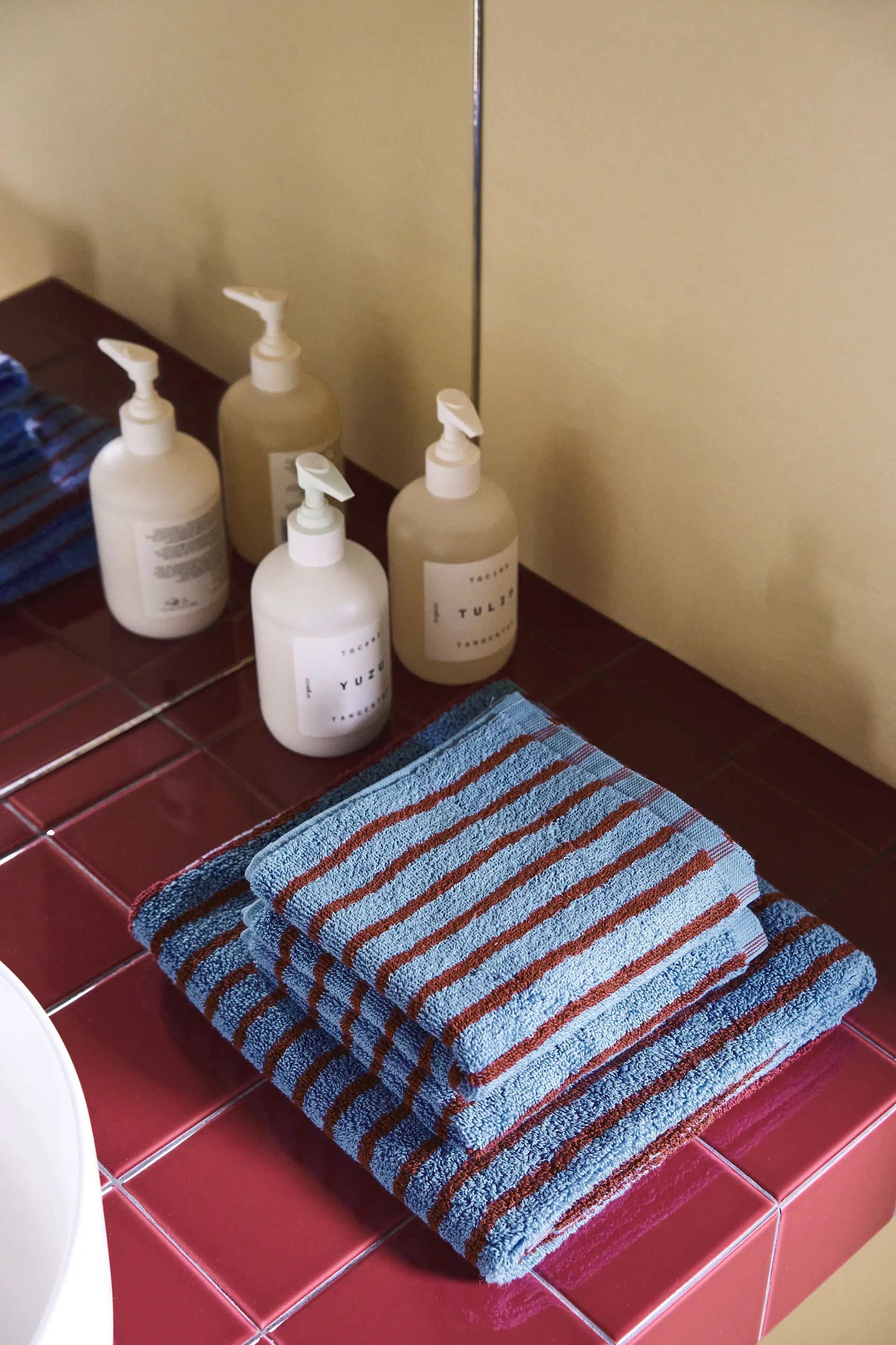 Drift Handtuch-Set 4 Teile - Blau-rot Scandi Living