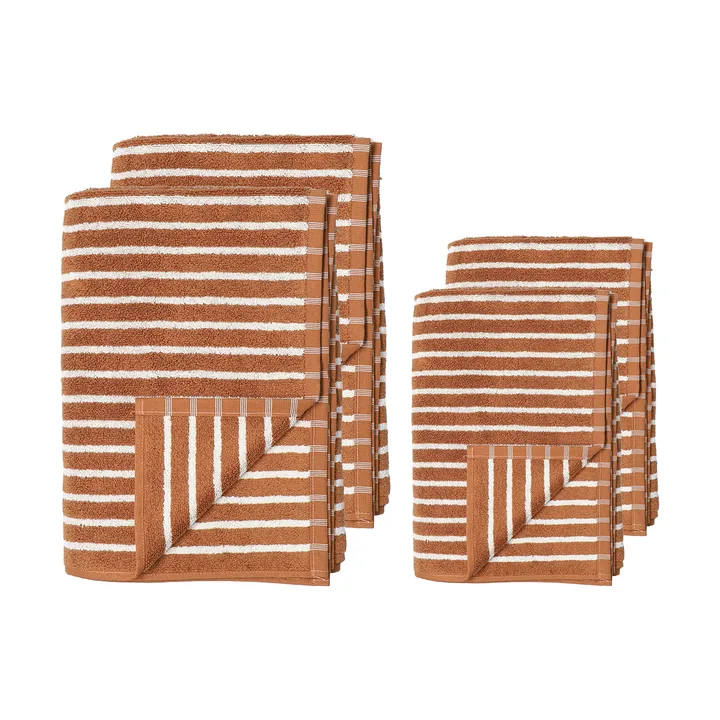 Drift Handtuch-Set 4 Teile - Braun-weiß - Scandi Living