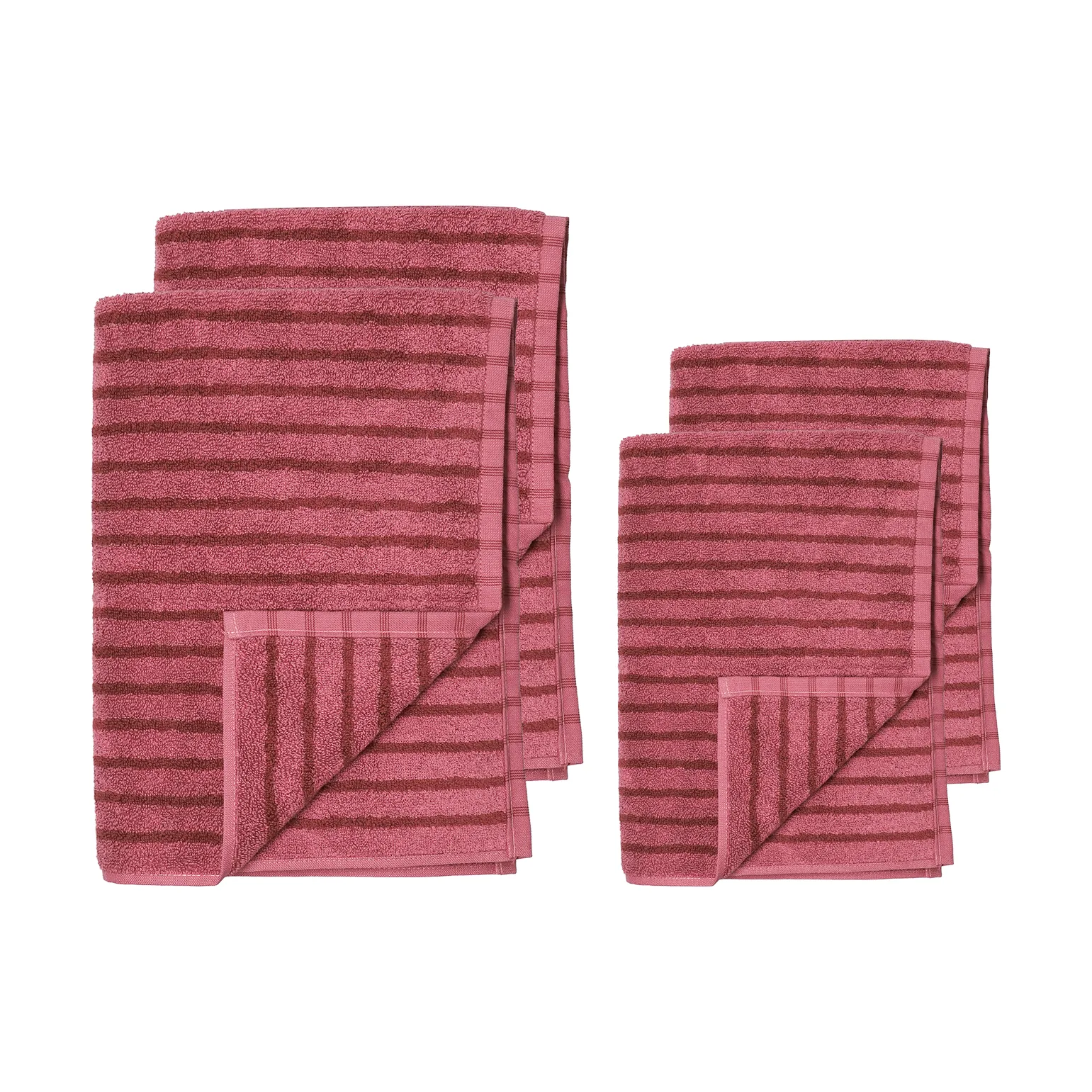 Drift Handtuch-Set 4 Teile - Rosa-rot,  Scandi Living