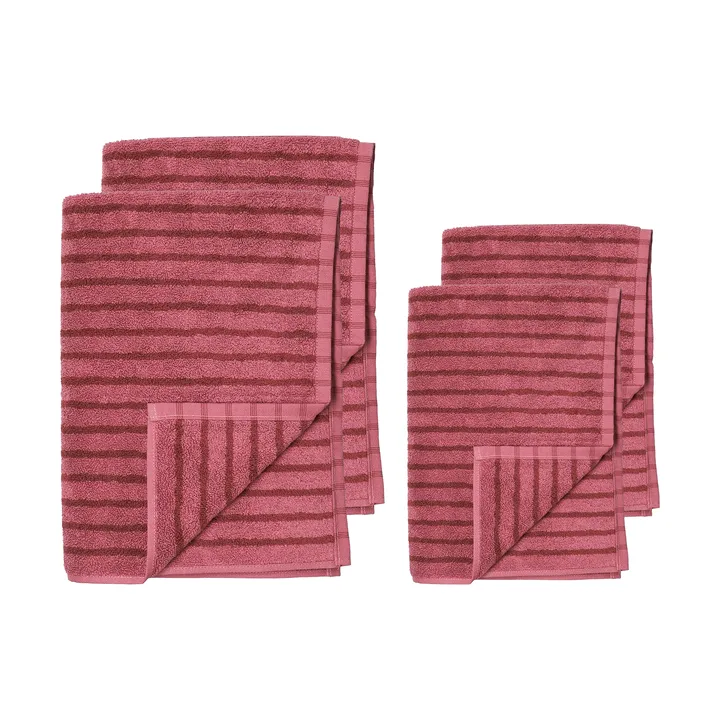 Drift Handtuch-Set 4 Teile - Rosa-rot - Scandi Living