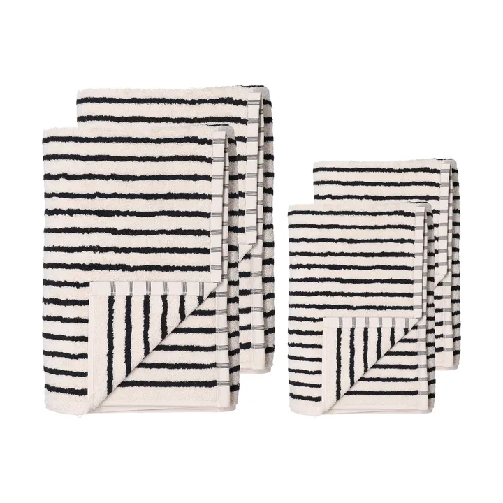 Drift Handtuch-Set 4 Teile - Weiß-schwarz - Scandi Living