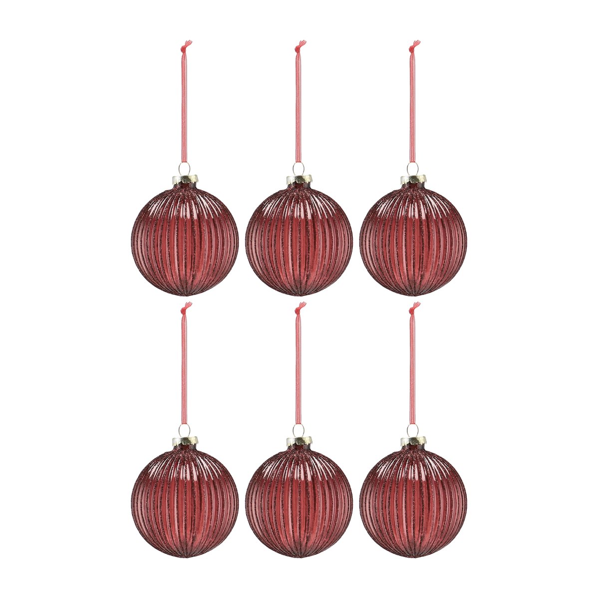 Scandi Living Holiday Weihnachtskugel 6er-Pack Red | Skandinavisches Design | Weihnachtsdekoration | Rot