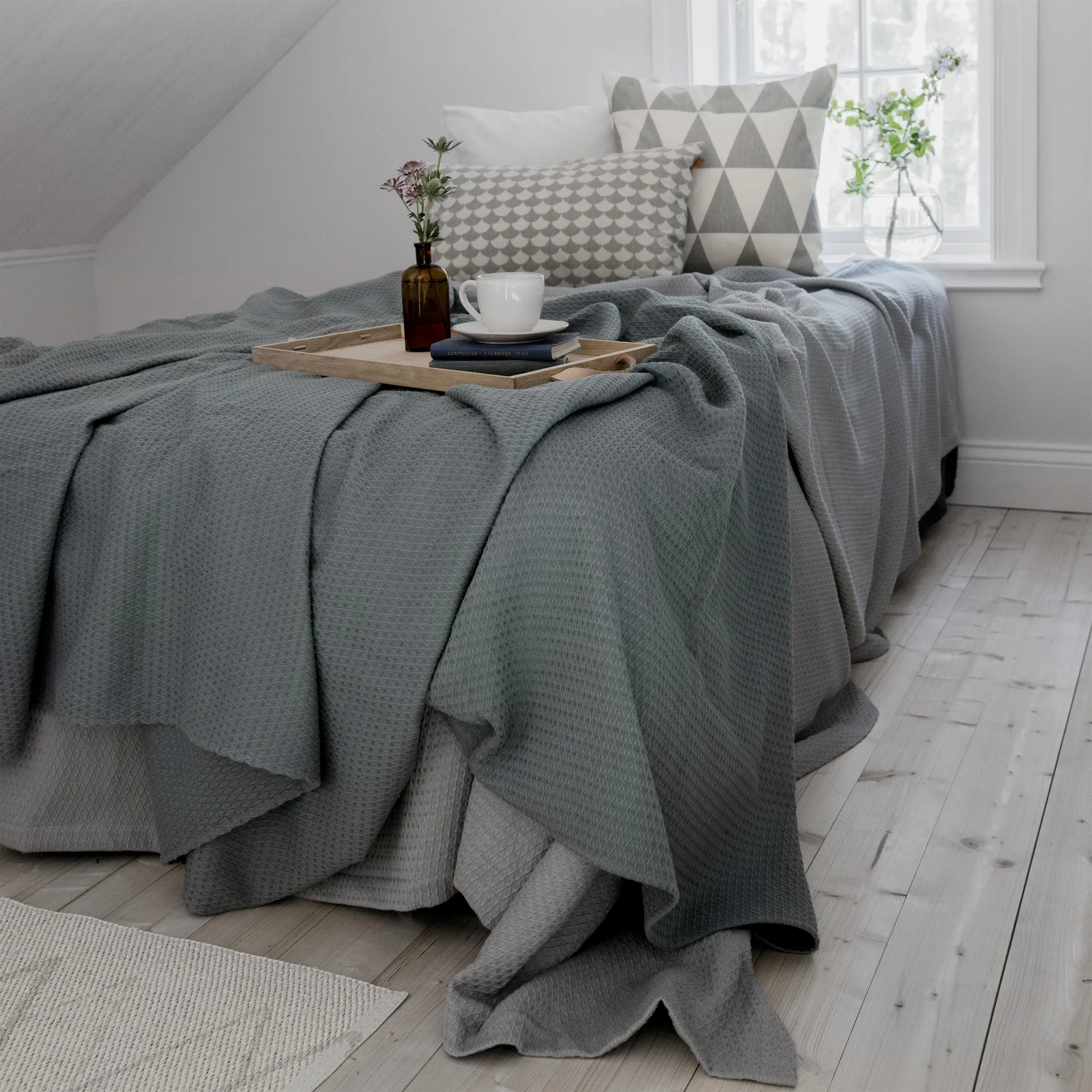 Kimono Bettüberwurf 139 x 260cm, Dusty petrol Scandi Living