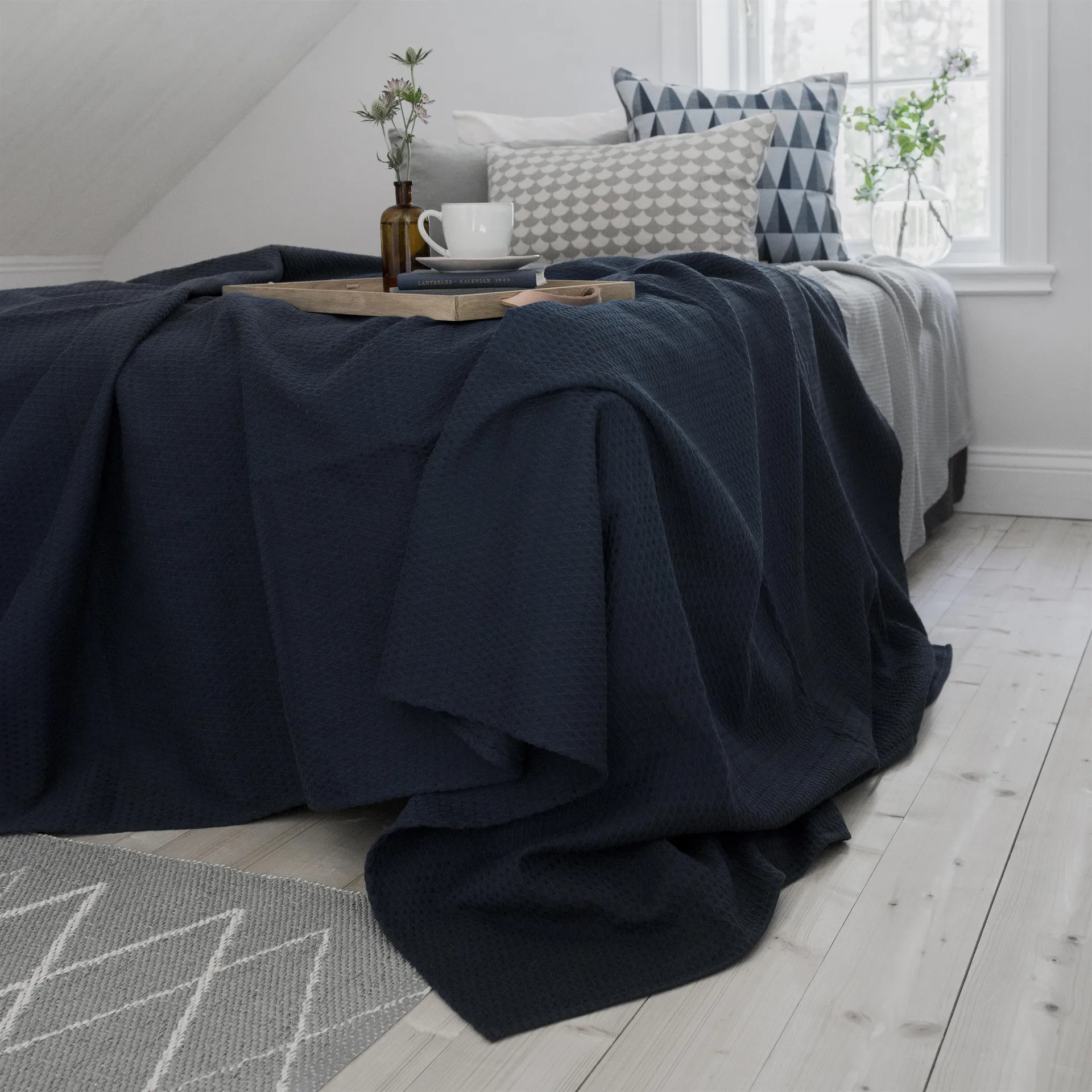 Kimono Bettüberwurf 260 x 260cm, Storm blue (blau) Scandi Living