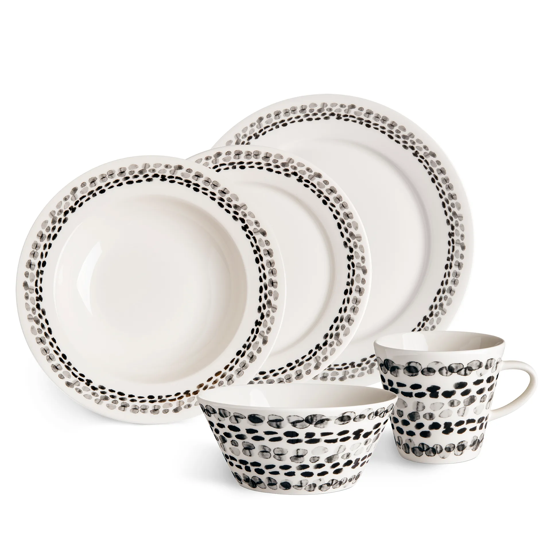 Klappersten Teller 28cm 4er Pack, Schwarz-weiß Scandi Living