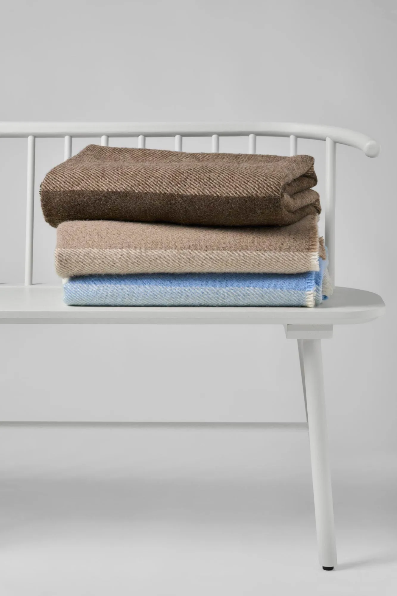 Row gestreiftes Wollplaid, Beige, 120 x 185cm Scandi Living