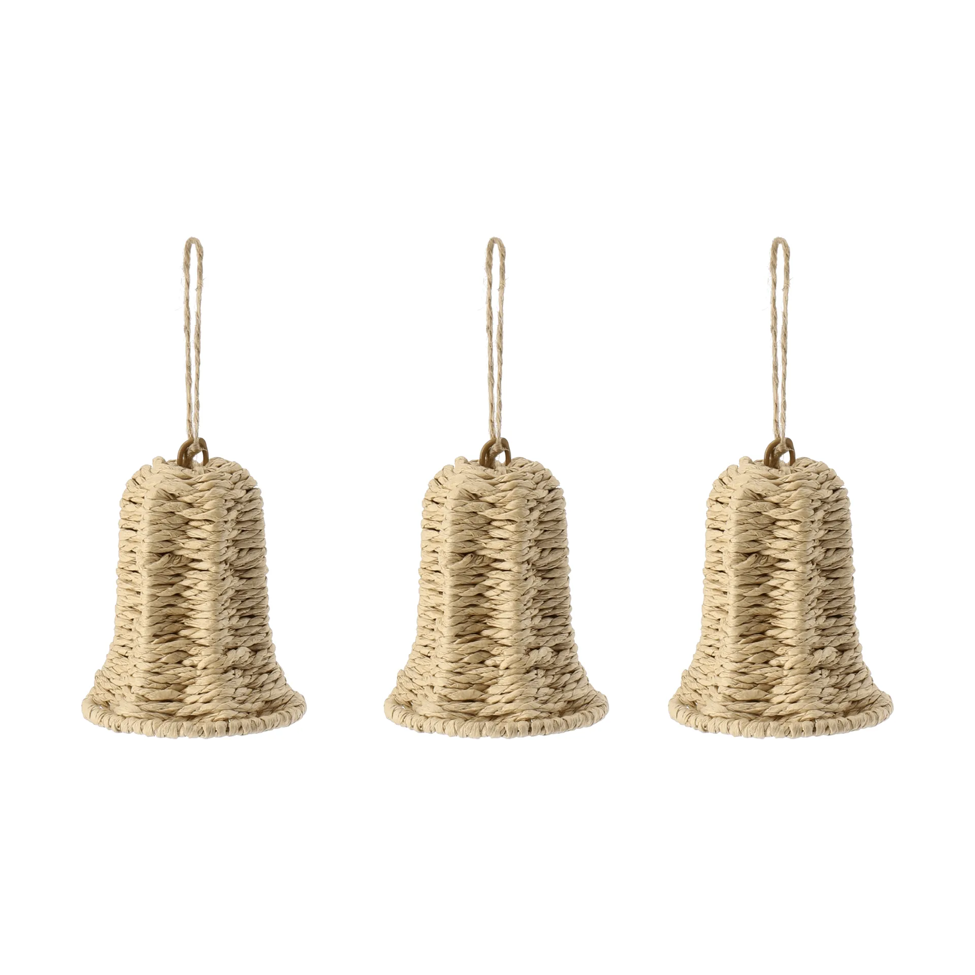 Twine Weihnachtsbaumanhänger Glocke, 3er-Pack, Natur Scandi Living