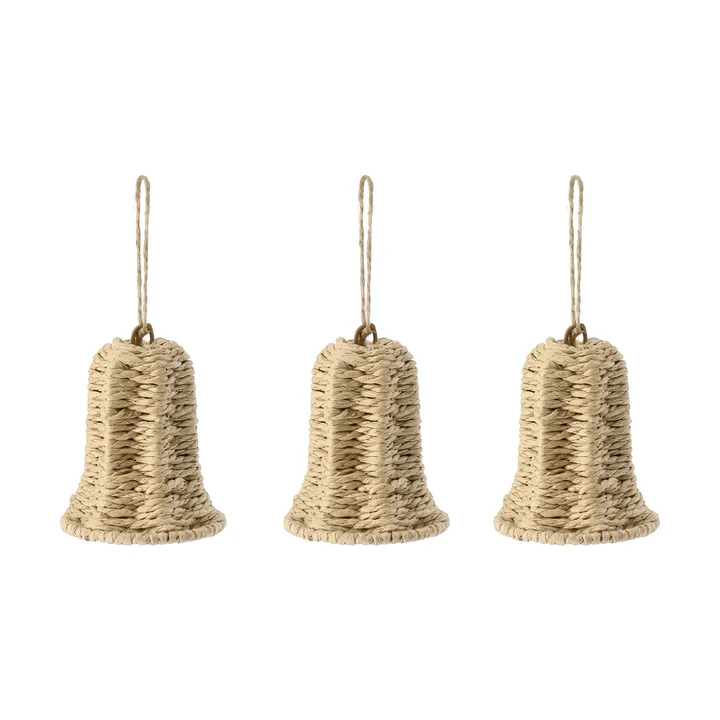 Twine Weihnachtsbaumanhänger Glocke, 3er-Pack - Natur - Scandi Living