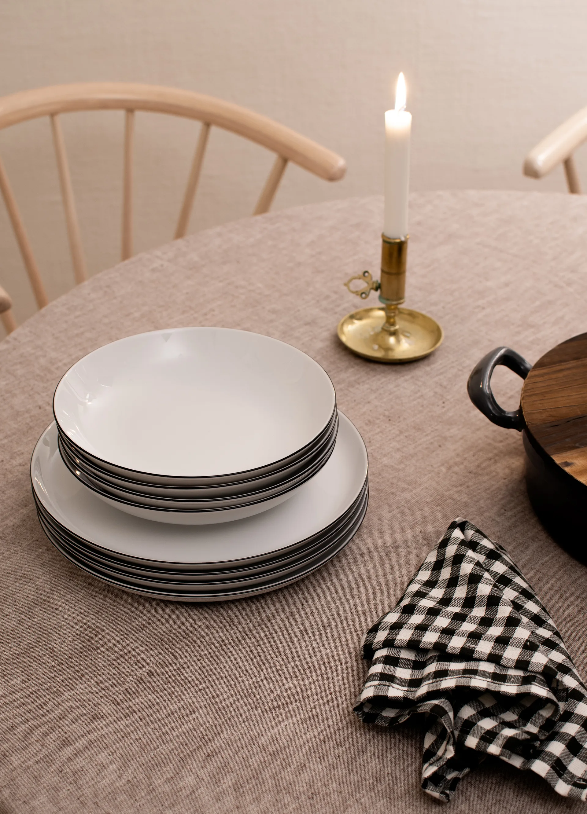 Lido black line Serviceset 12 Teile, Weiß mit schwarzem Rand Seltmann Weiden