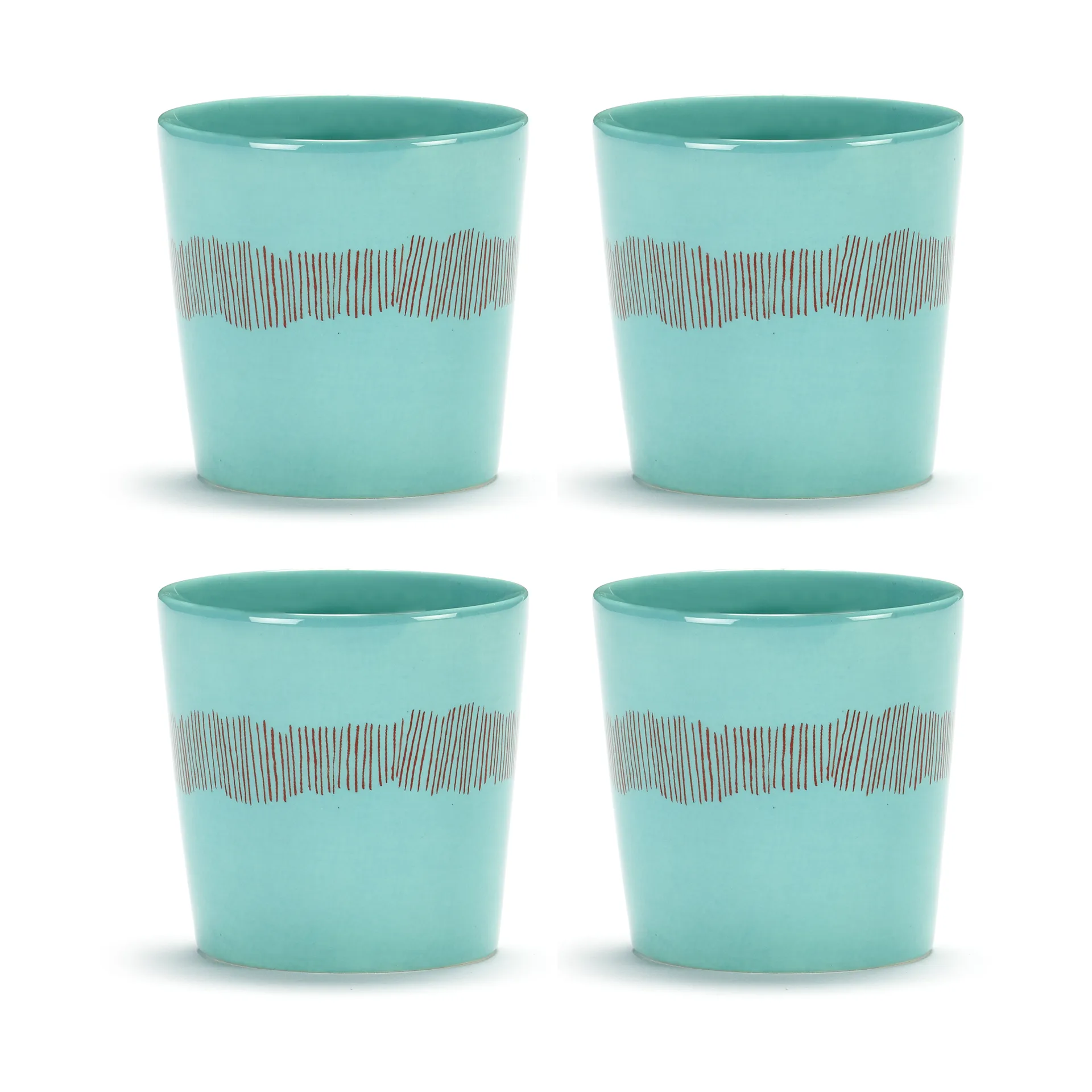 Ottolenghi Feast Kaffeetasse 25 cl 4er Pack, Azure stripes-red Serax