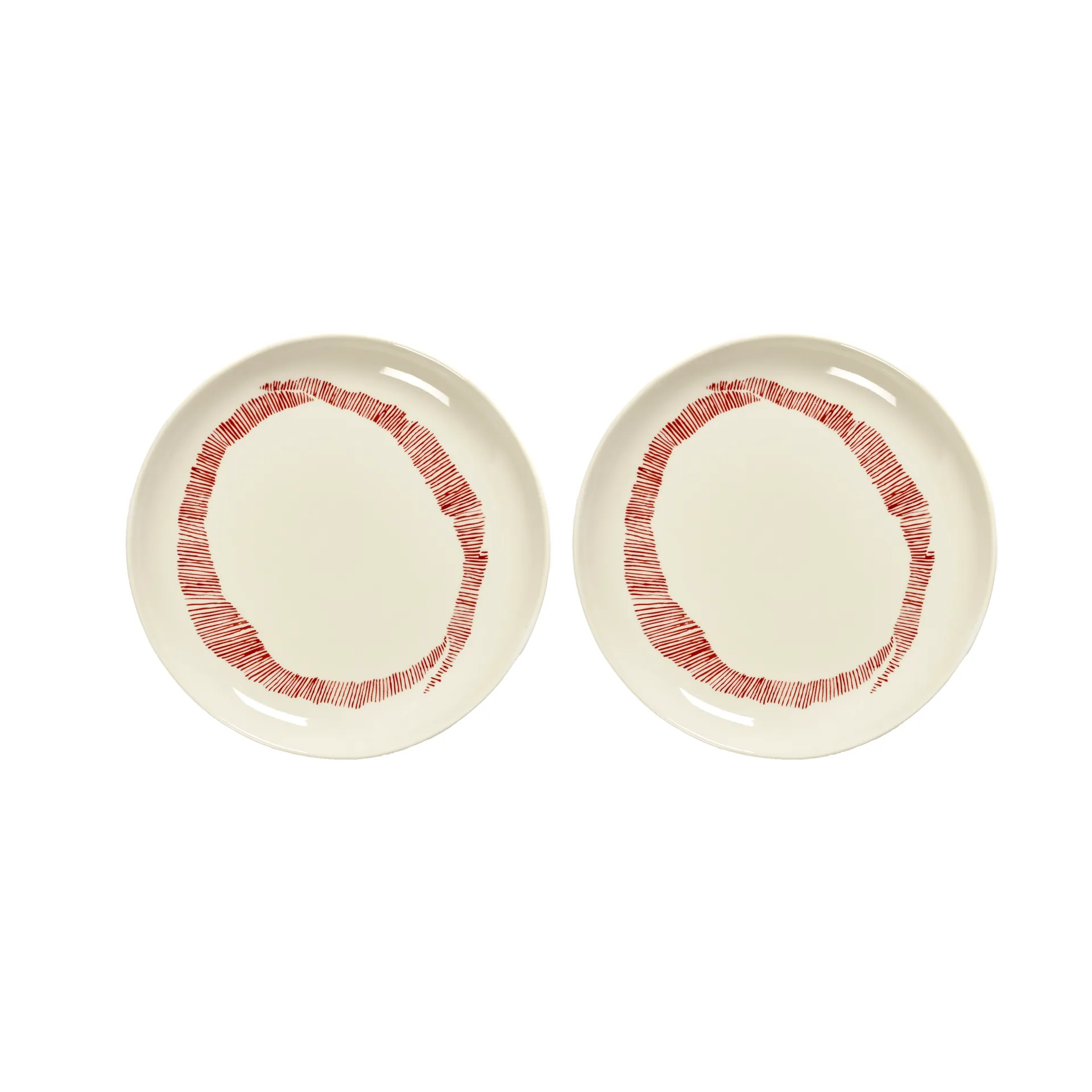 Ottolenghi Feast Teller S Ø19 cm 2er Pack, White stripes-red Serax