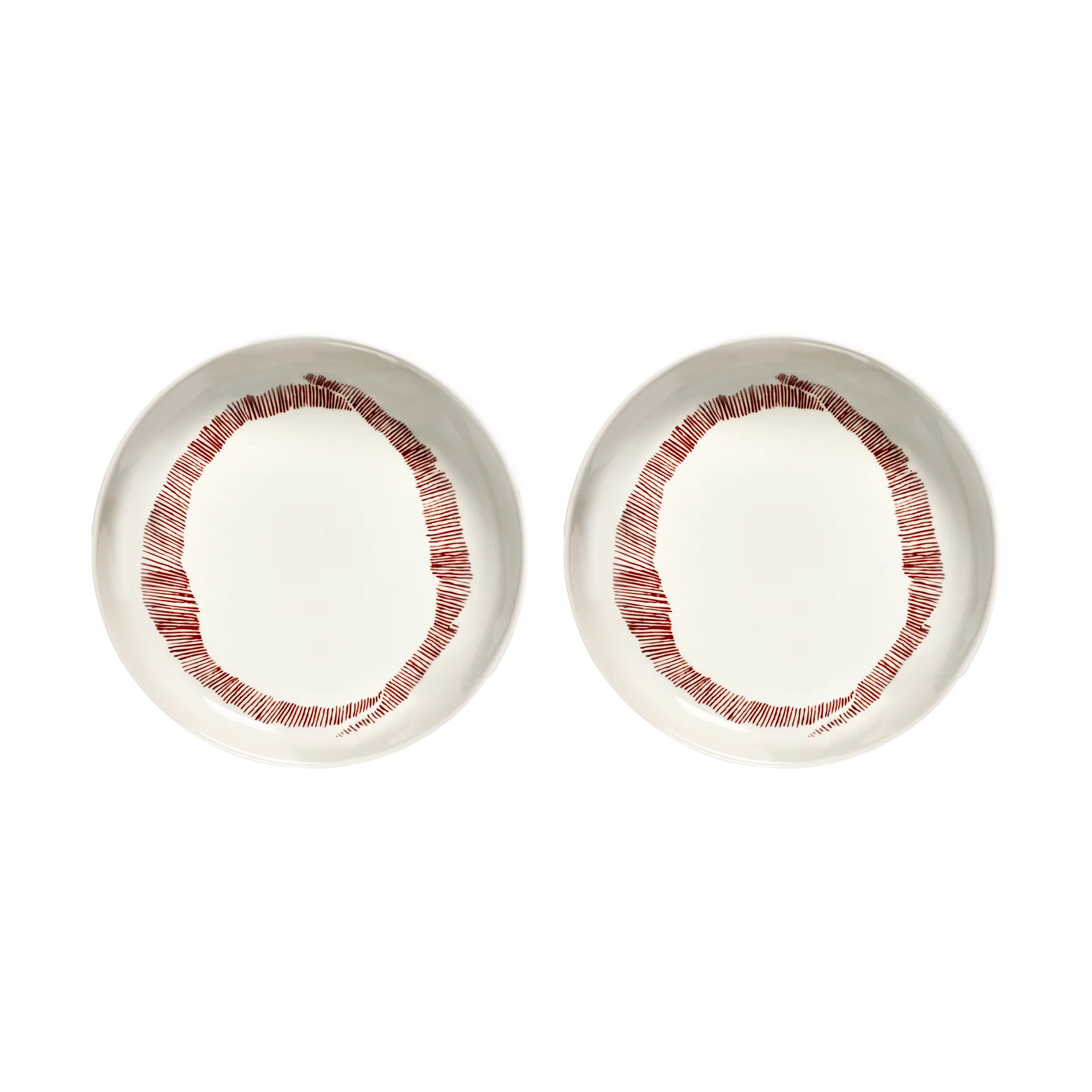 Ottolenghi Feast tiefer Teller Ø22 cm 2er Pack, White stripes-red Serax