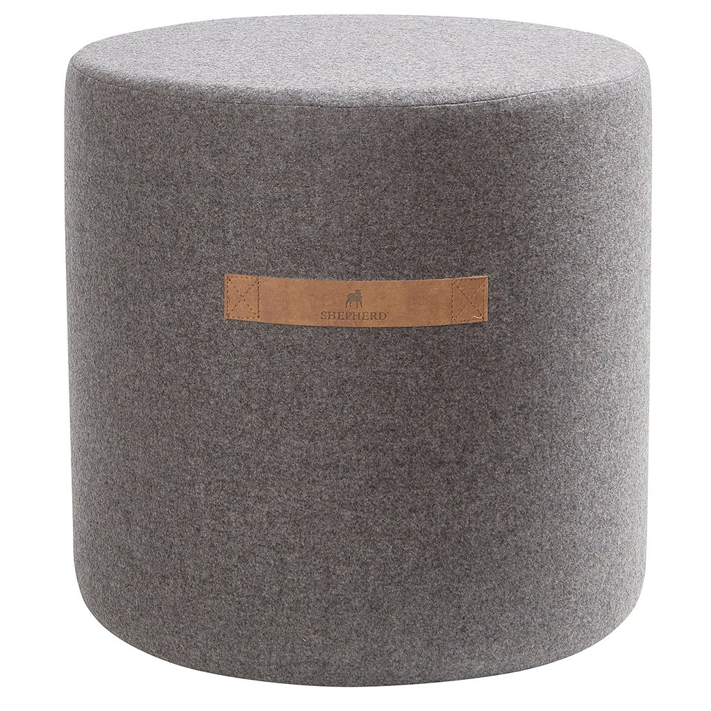 Shepherd of Sweden Shepherd Pouf Sara 40cm Granit | Skandinavisches Design | Polsterhocker & Poufs | Grau