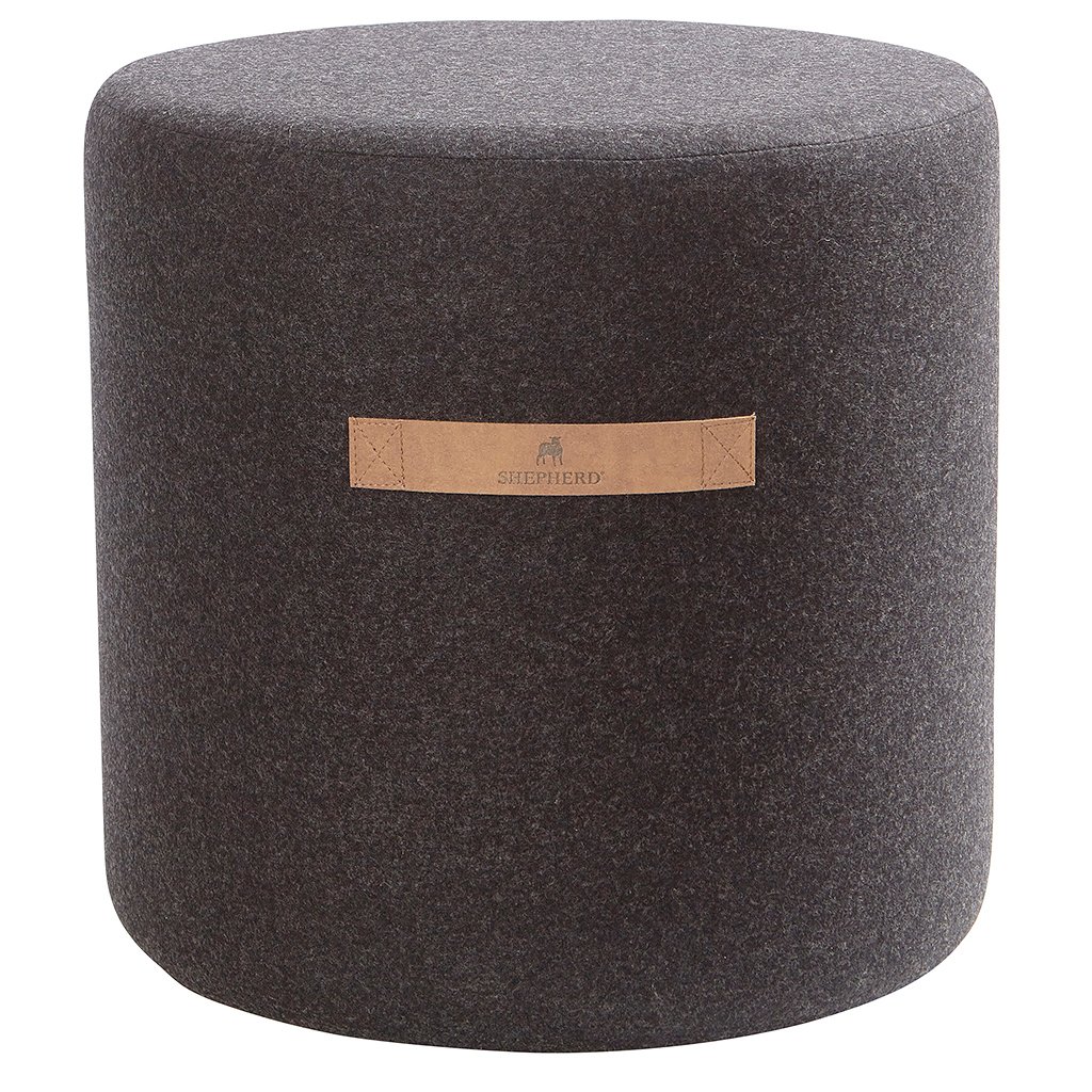 Shepherd of Sweden Shepherd Pouf Sara 40cm Schwarz | Skandinavisches Design | Polsterhocker & Poufs | Schwarz