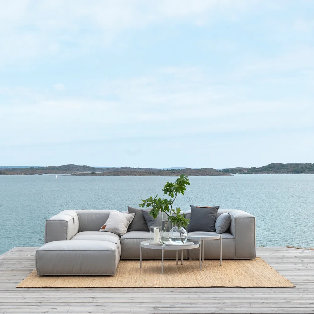 Asker Sofamodul, Sunbrella sling light grey, eckteil Skargaarden