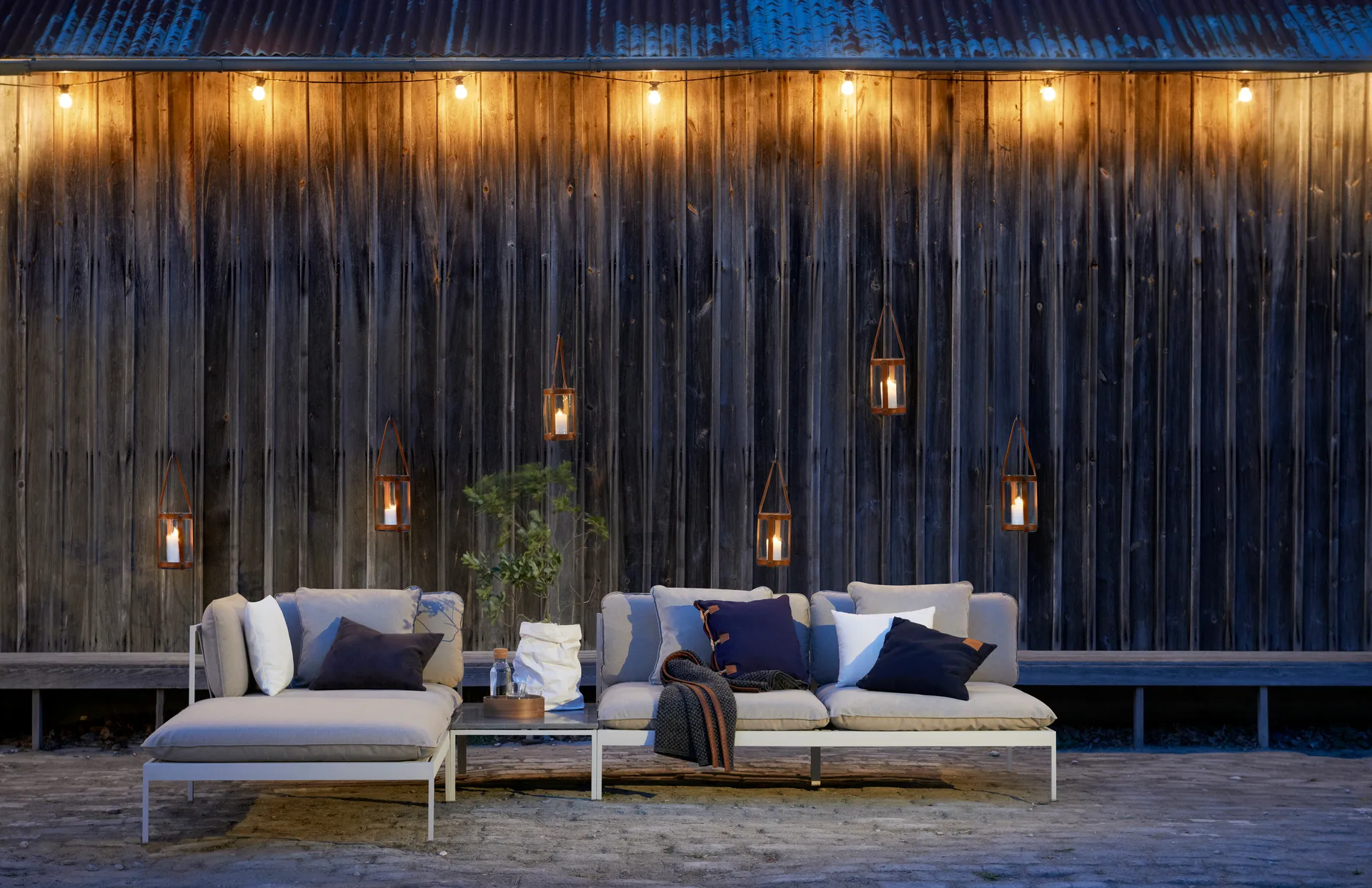 Bönan Eckmodul Aluminium hellgrau-Leinen beige,  Skargaarden