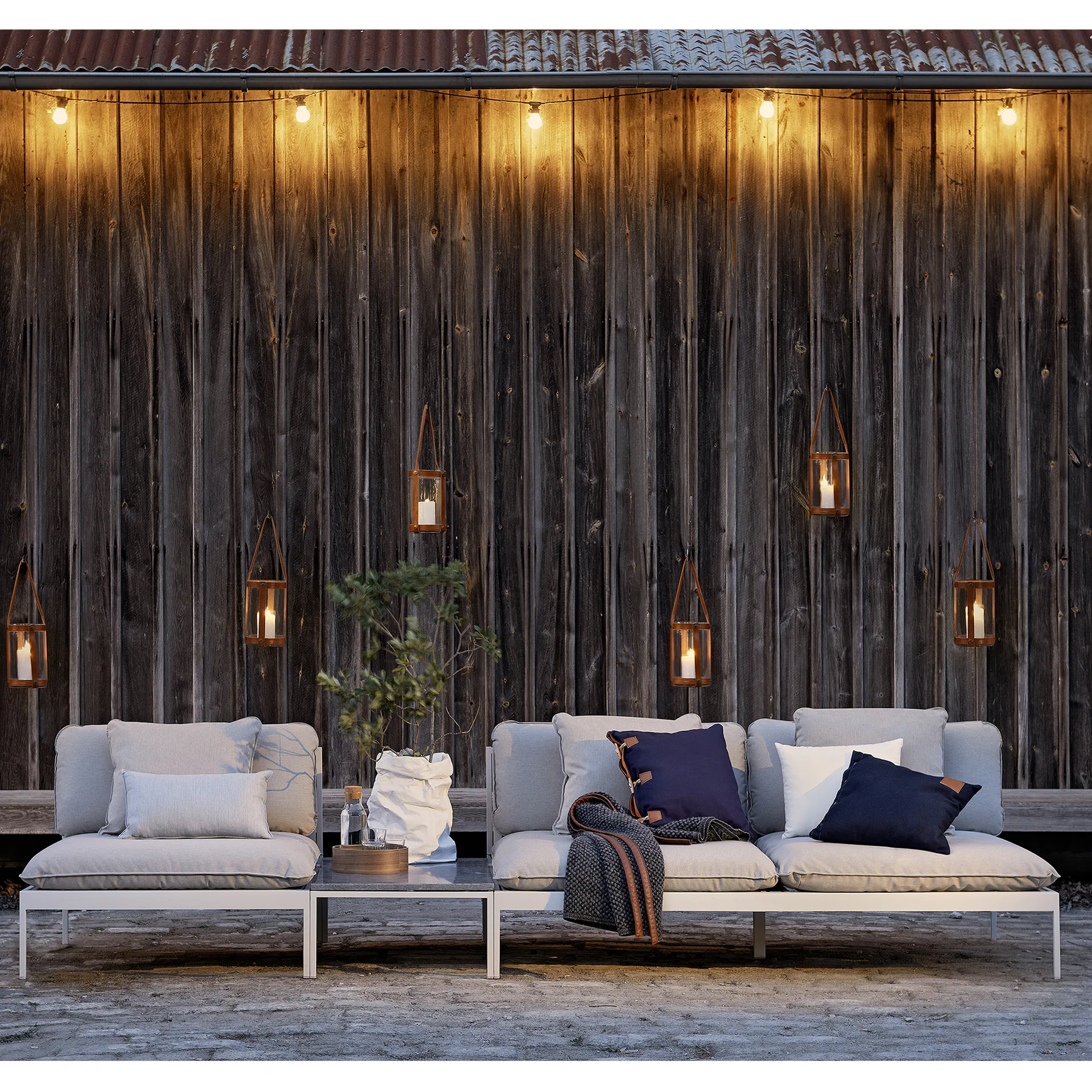 Bönan Modulsofa, Sunbrella Sling light grey, 1-Sitzer, hellgraues Aluminiumgestell Skargaarden
