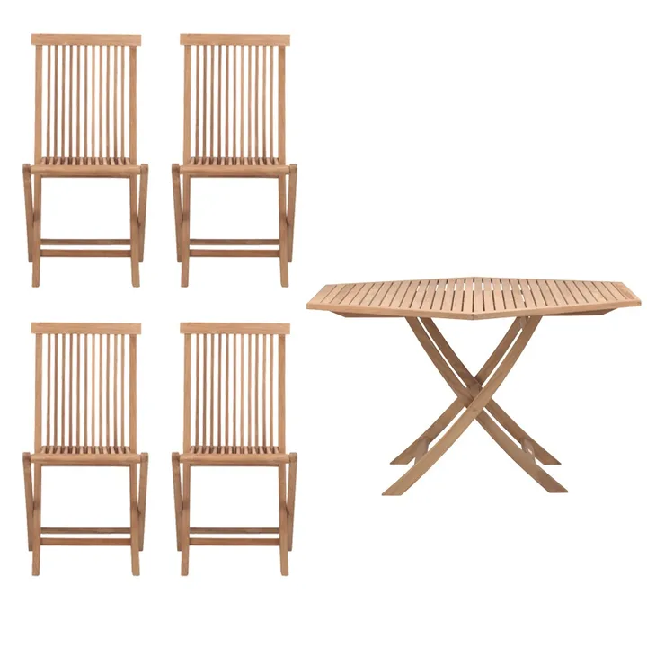 Viken Gartenmöbel - 1 Tisch und 4 Stühle - Teak - Skargaarden