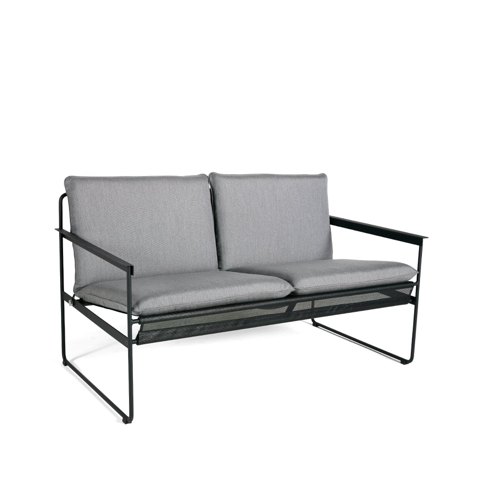 SMD Design Slow 2-Sitzer Sofa Sunbrella grau-Schwarzes Stahlgestell