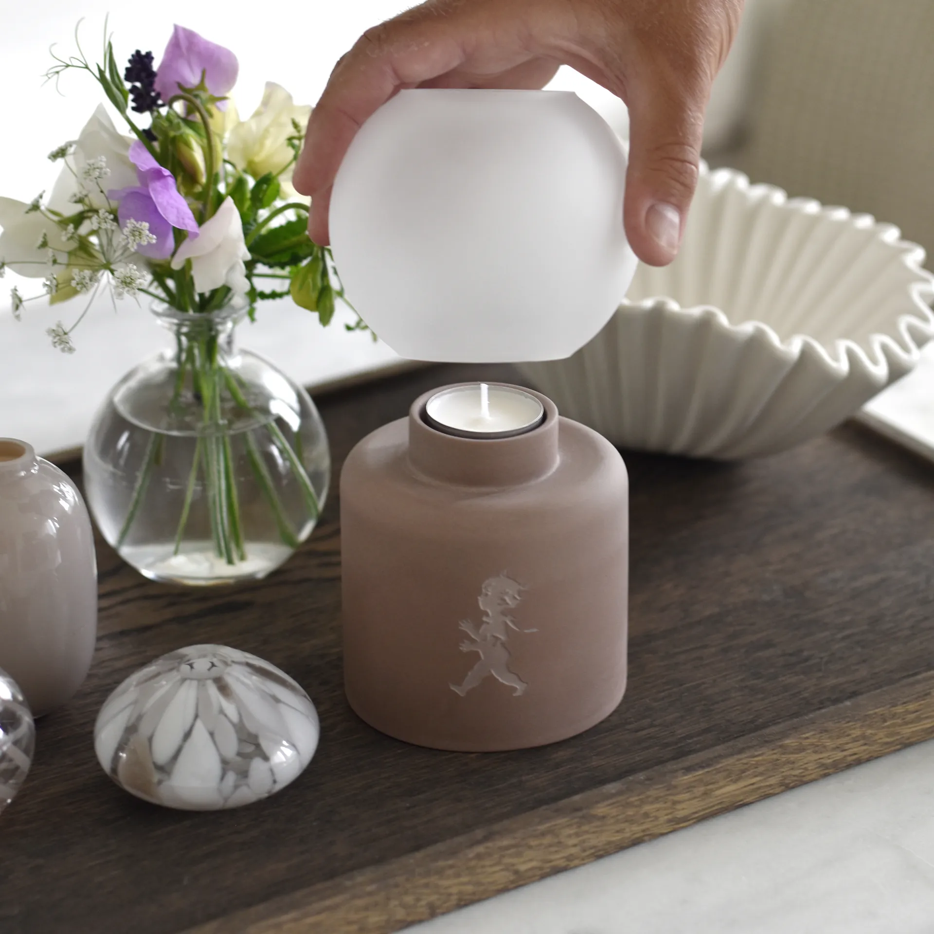 Globe Teelichthalter Ø9,5x17 cm, Braun Solstickan Design